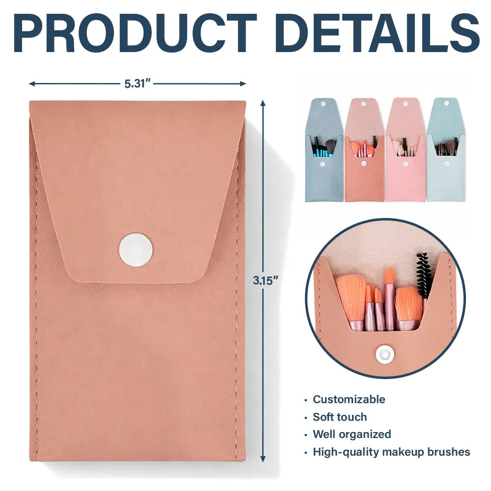 Birth Month Flower & Name - Personalized Makeup Brush Bag Set - Image 6