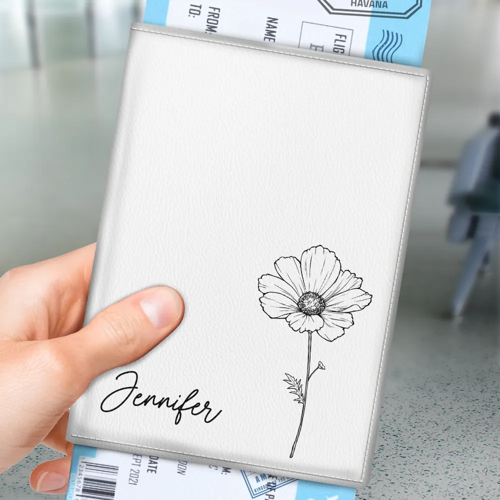 Birth Month Flower - Personalized Passport Cover, Passport Holder - Image 3