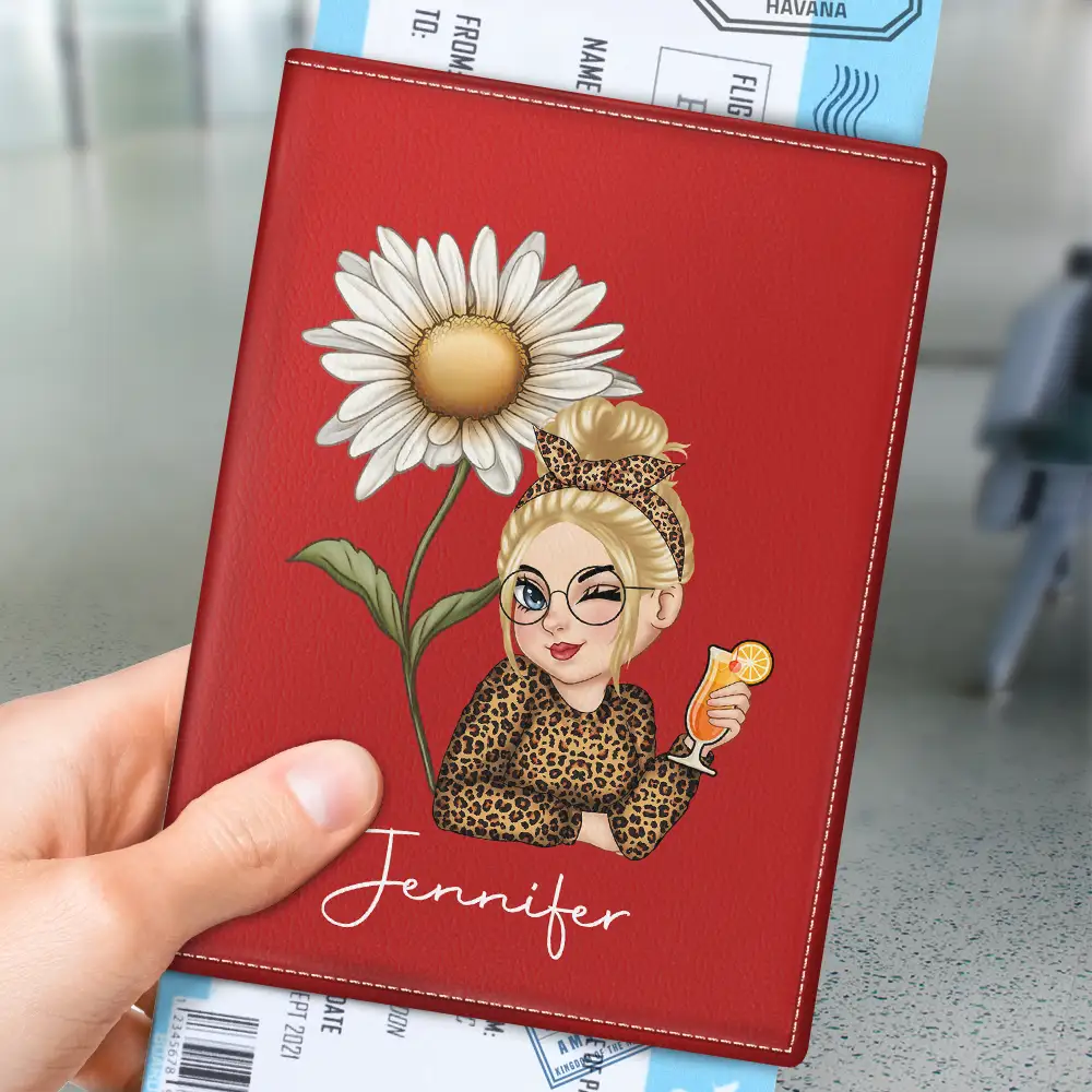 Birth Month Flower Travel Lover - Personalized Passport Cover, Passport Holder - Image 3