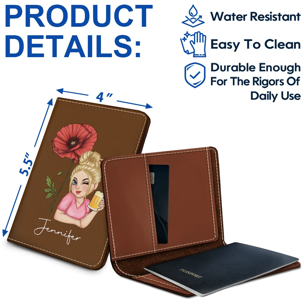 Birth Month Flower Travel Lover - Personalized Passport Cover, Passport Holder - Image 4