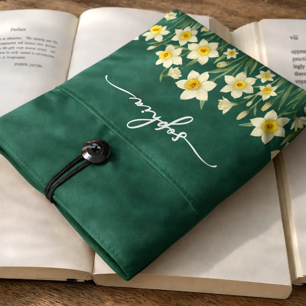 Birth Month Flower Watercolor Blooming In Love - Personalized Book Sleeve - Image 3