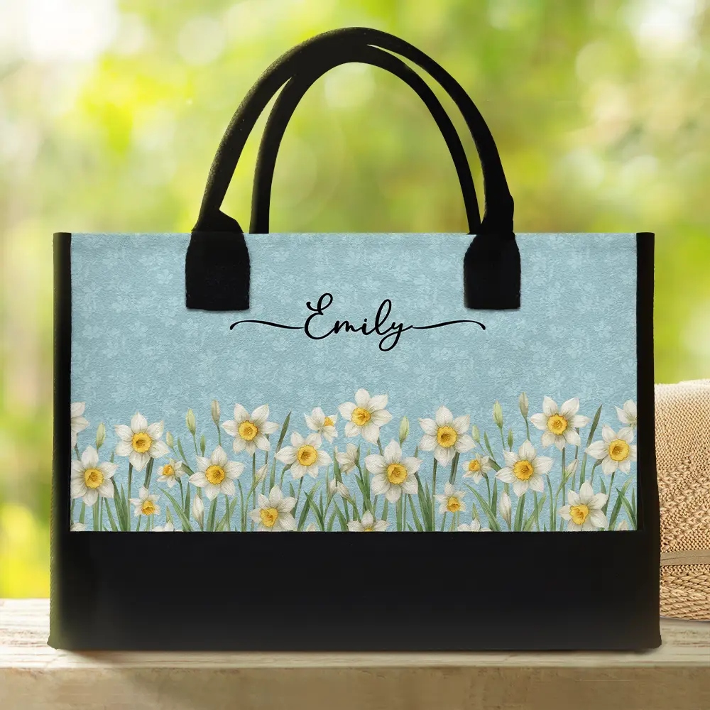 Birth Month Flower Watercolor Blooming In Love - Personalized Canvas Tote Bag - Image 2