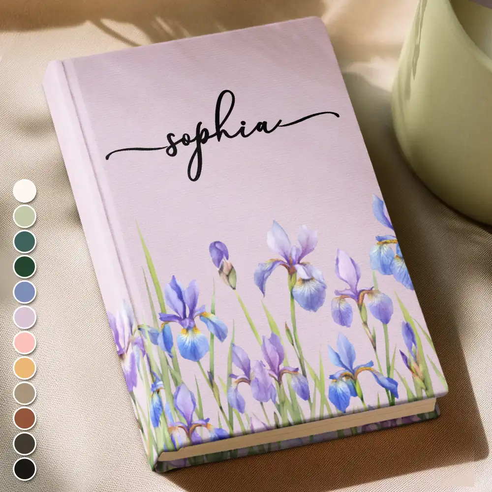 Birth Month Flower Watercolor Blooming In Love - Personalized Hardcover Journal
