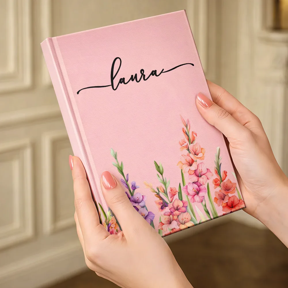 Birth Month Flower Watercolor Blooming In Love - Personalized Hardcover Journal - Image 4