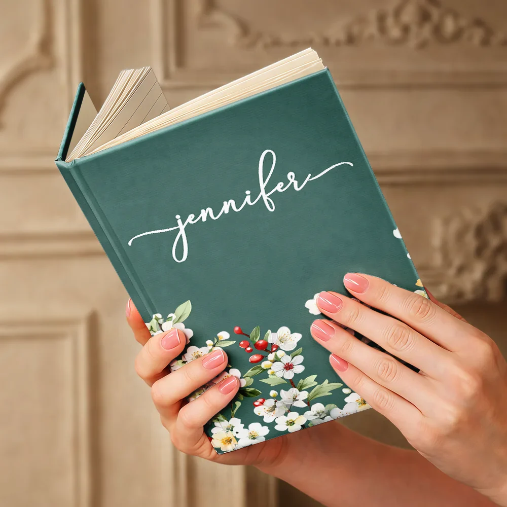 Birth Month Flower Watercolor Blooming In Love - Personalized Hardcover Journal - Image 5