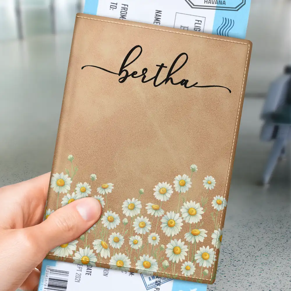 Birth Month Flower Watercolor Blooming In Love - Personalized Passport Cover, Passport Holder - Image 3