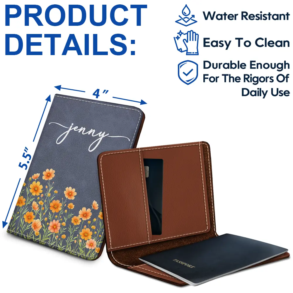 Birth Month Flower Watercolor Blooming In Love - Personalized Passport Cover, Passport Holder - Image 4