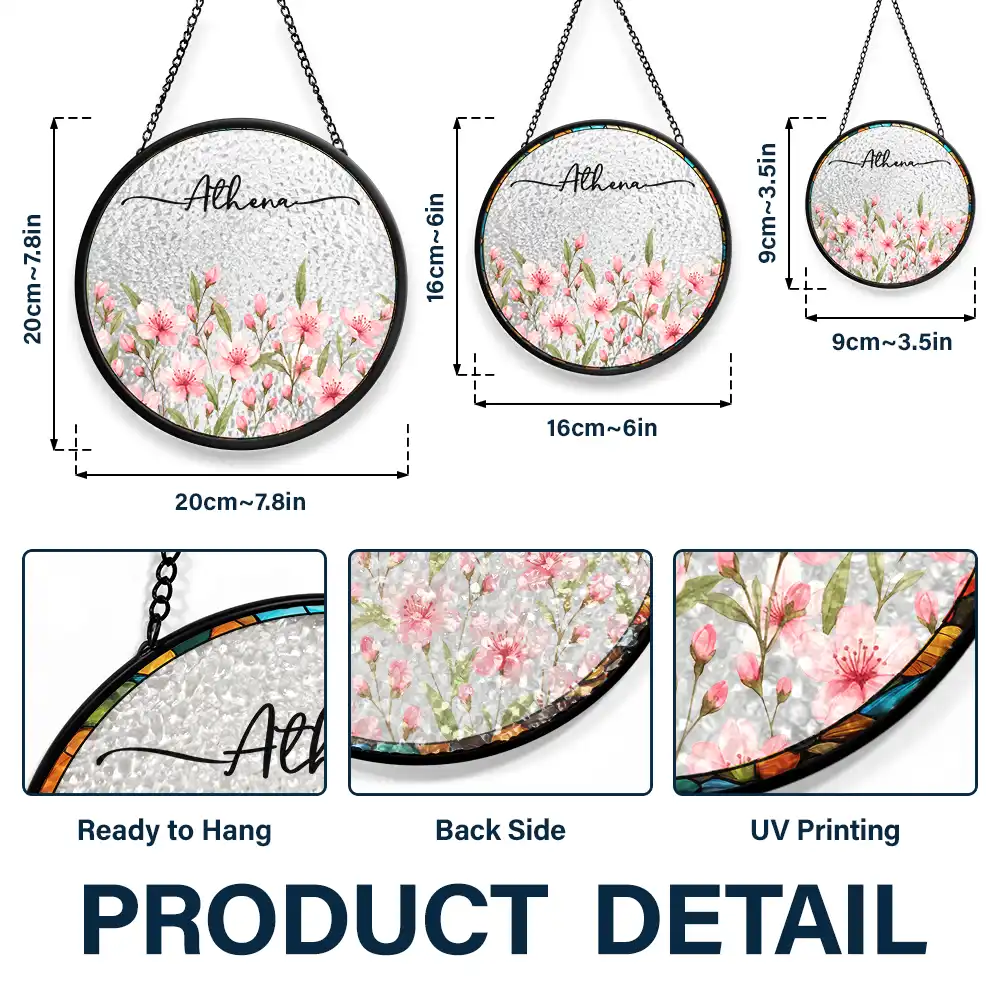 Birth Month Flower Watercolor Blooming In Love - Personalized Stained Glass Window Hanging Suncatcher - Image 3