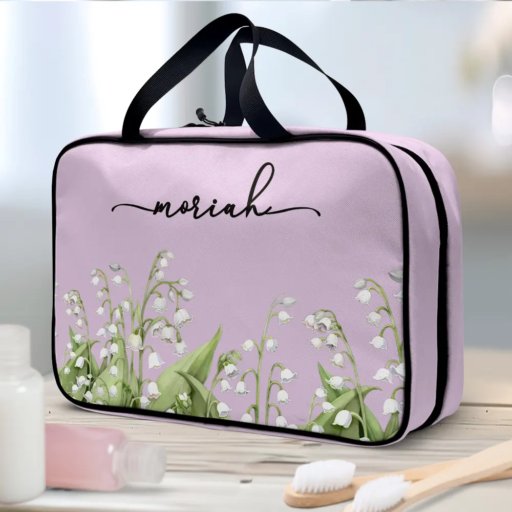 Birth Month Flower Watercolor Blooming In Love - Personalized Toiletry Bag - Image 2
