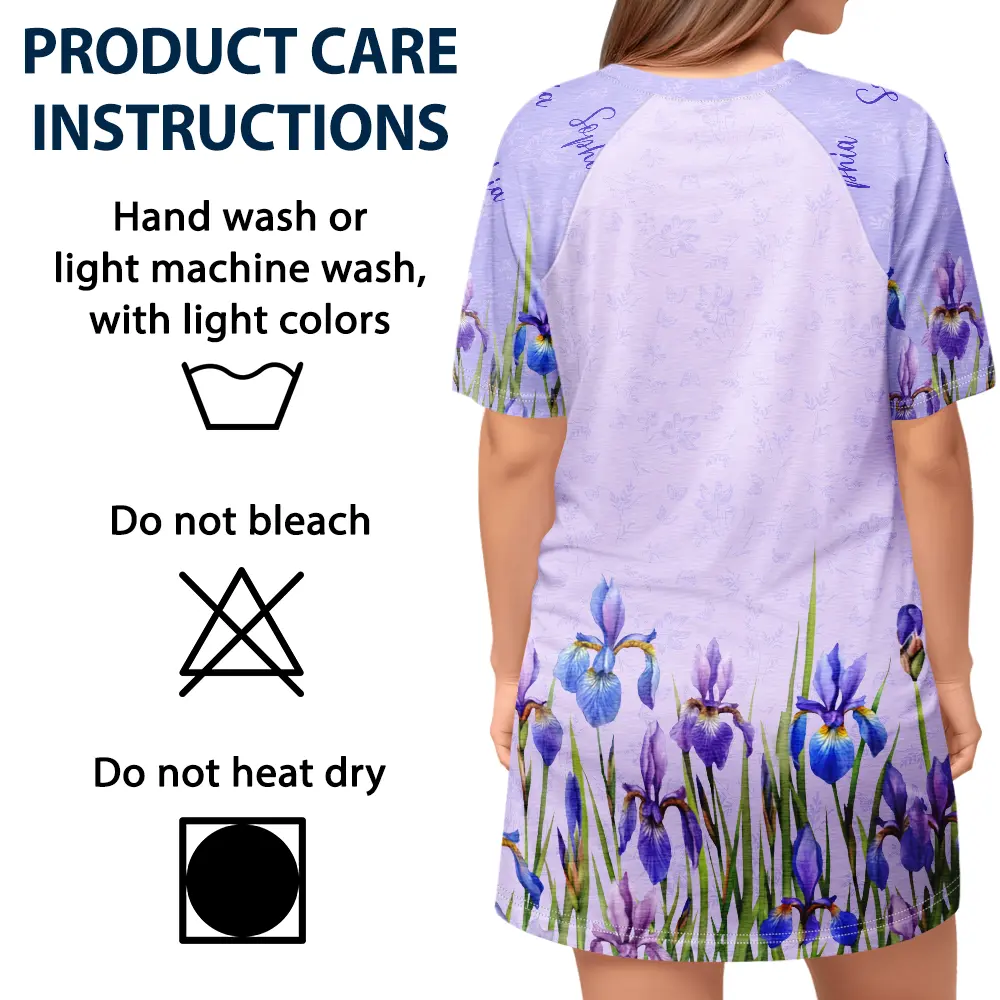 Birth Month Flower Watercolor Blooming In Love - Personalized Women's Sleep Tee - Image 4