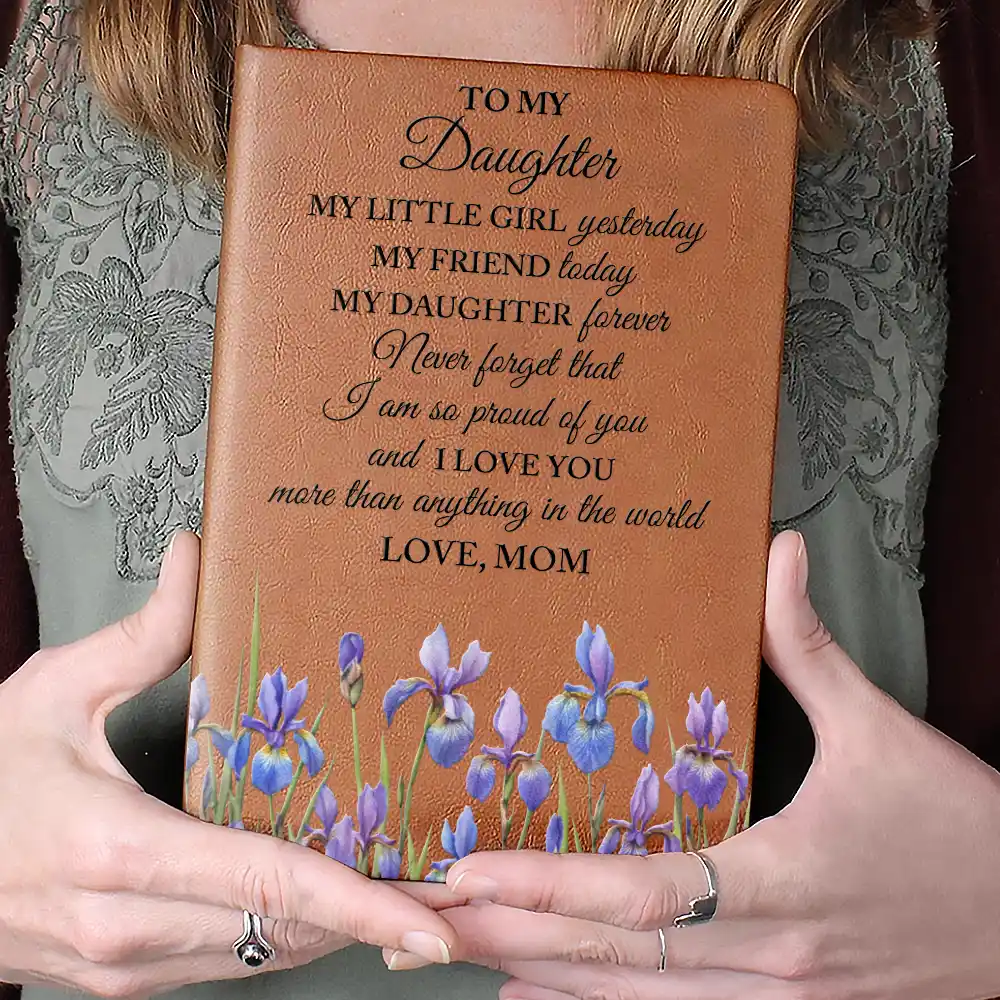 Birth Month Flower Watercolor My Daughter Forever - Personalized Leather Journal - Image 4
