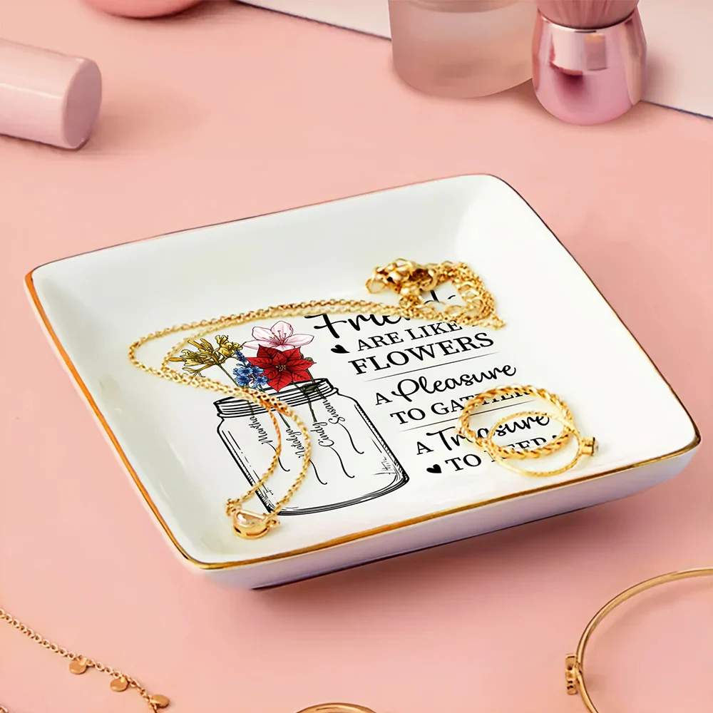 Birth Month Flowers A Treasure To Keep - Personalized Ring Dish - Image 3
