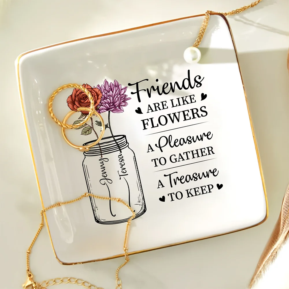 Birth Month Flowers A Treasure To Keep - Personalized Ring Dish - Image 4