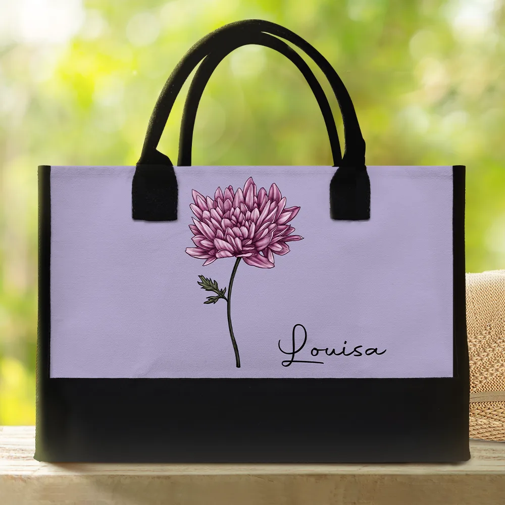 Birth Month Flowers Bloom Where You're Planted - Personalized Canvas Tote Bag - Image 2