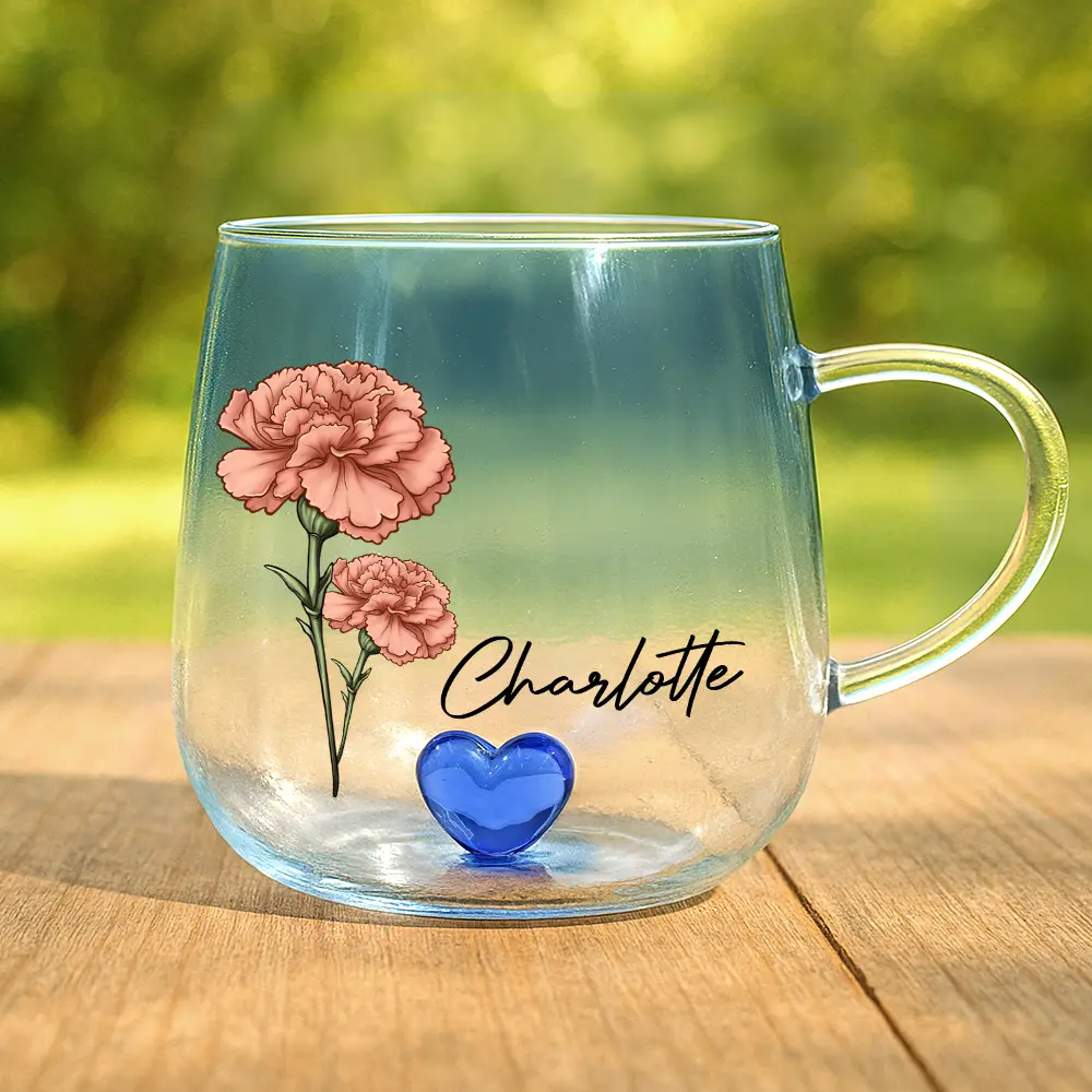 Birth Month Flowers Bloom Where You're Planted - Personalized Gradient Glass Mug - Image 2
