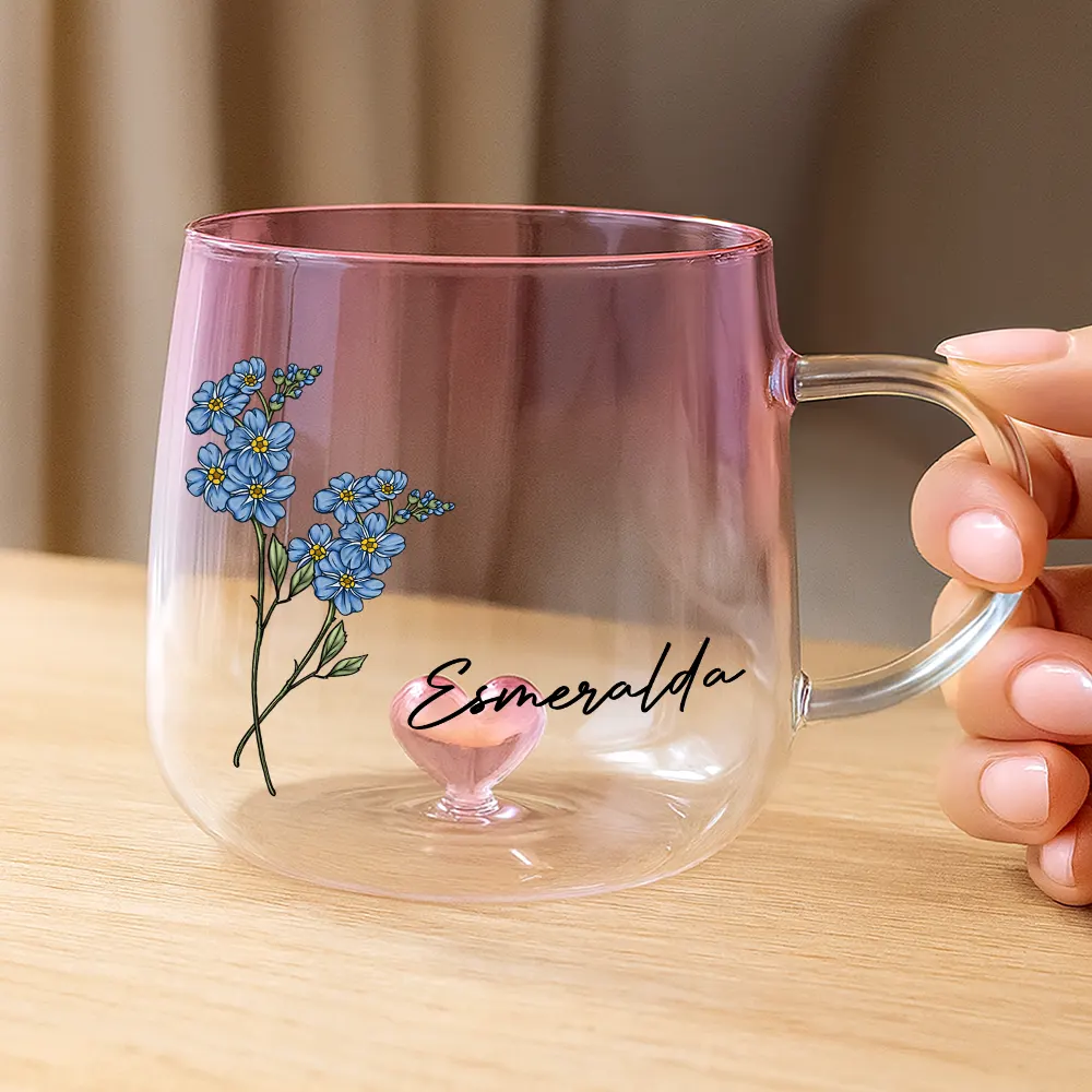 Birth Month Flowers Bloom Where You're Planted - Personalized Gradient Glass Mug - Image 3