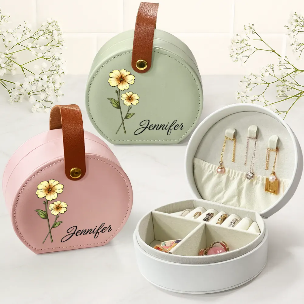 Birth Month Flowers Bloom Where You're Planted - Personalized Jewelry Box With Handle - Image 2
