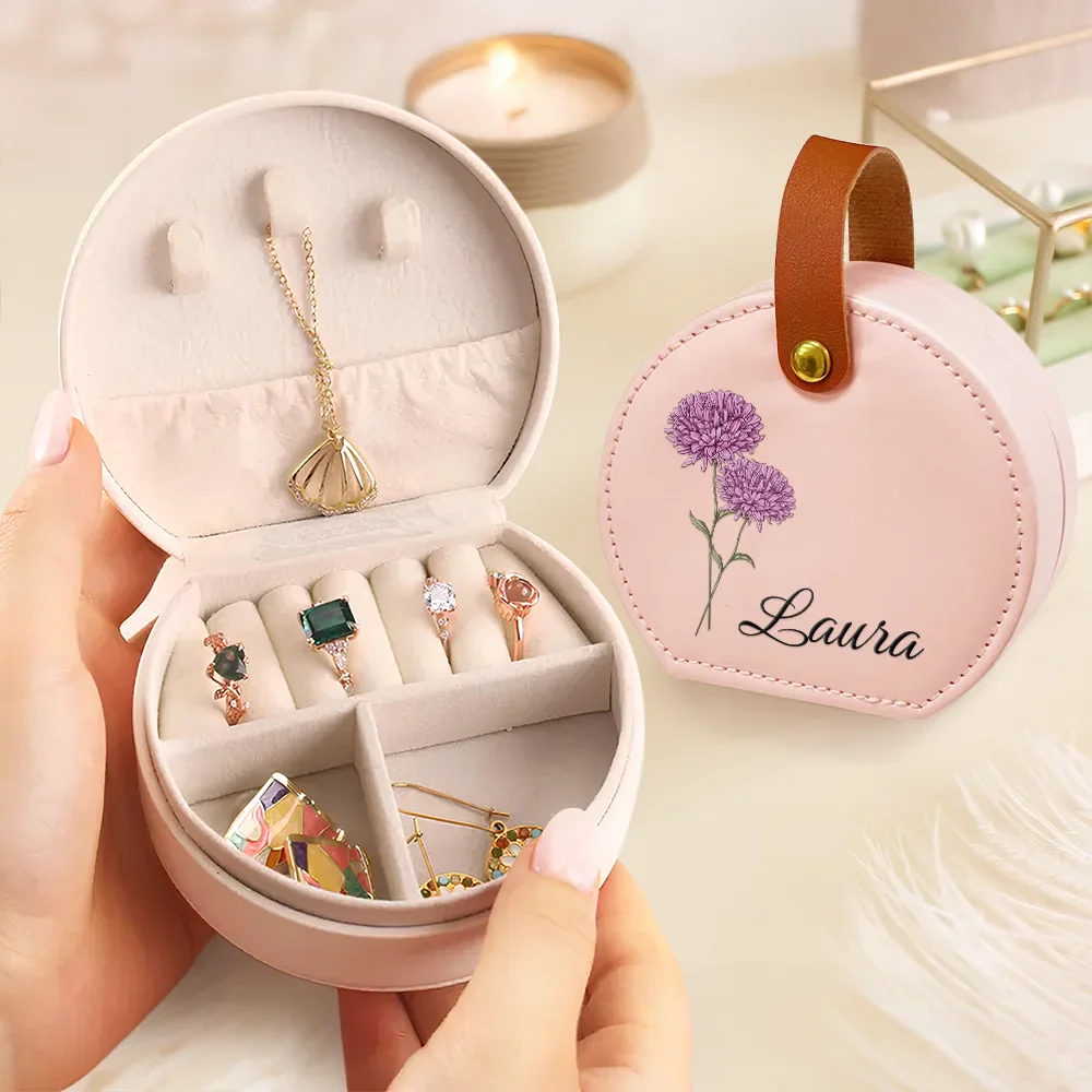 Birth Month Flowers Bloom Where You're Planted - Personalized Jewelry Box With Handle - Image 3