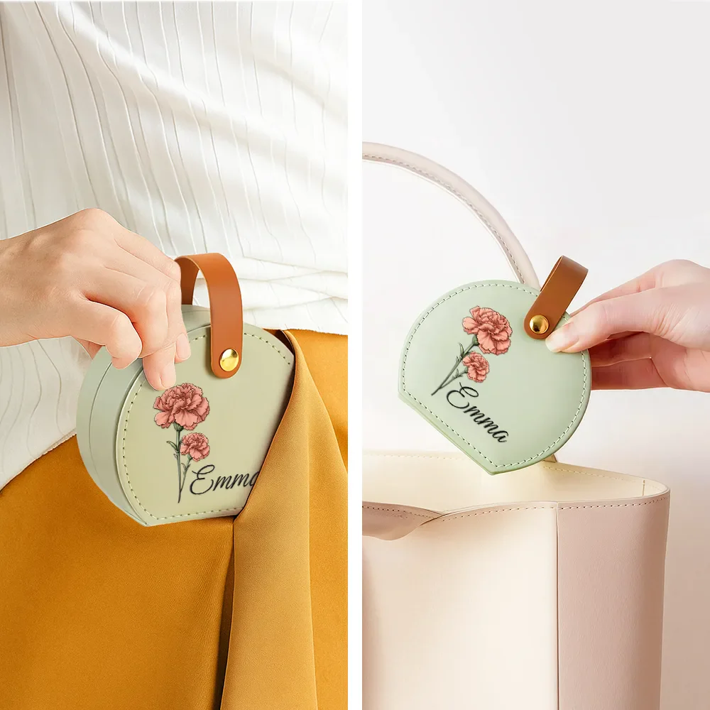 Birth Month Flowers Bloom Where You're Planted - Personalized Jewelry Box With Handle - Image 4