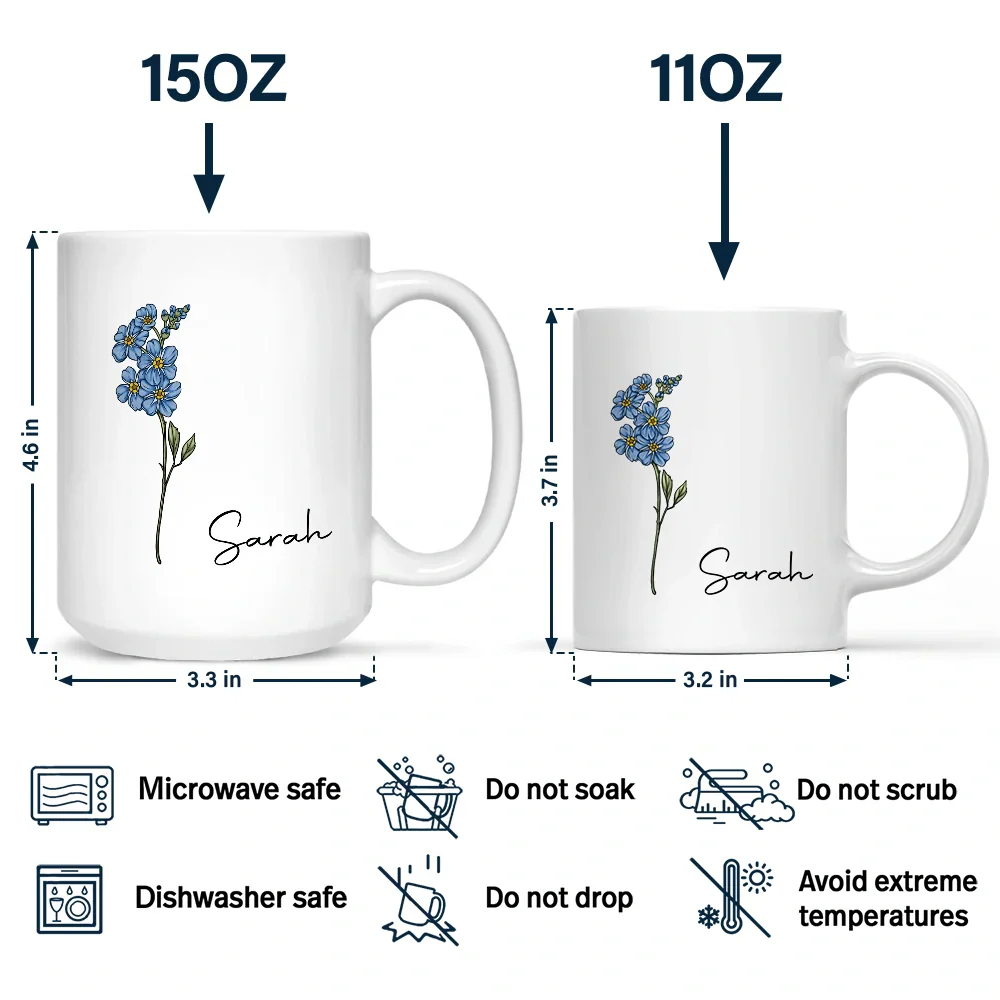Birth Month Flowers Bloom Where You're Planted - Personalized Mug - Image 4