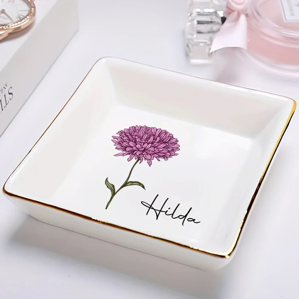 Birth Month Flowers Bloom Where You're Planted - Personalized Ring Dish - Image 2