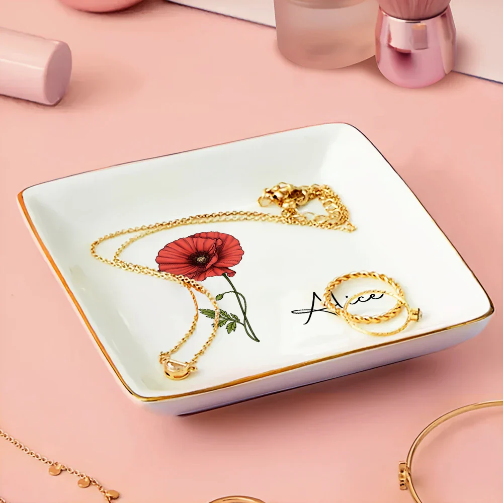 Birth Month Flowers Bloom Where You're Planted - Personalized Ring Dish - Image 3