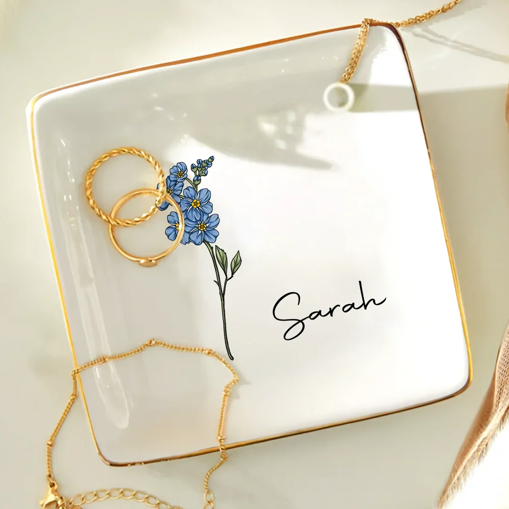 Birth Month Flowers Bloom Where You're Planted - Personalized Ring Dish - Image 4