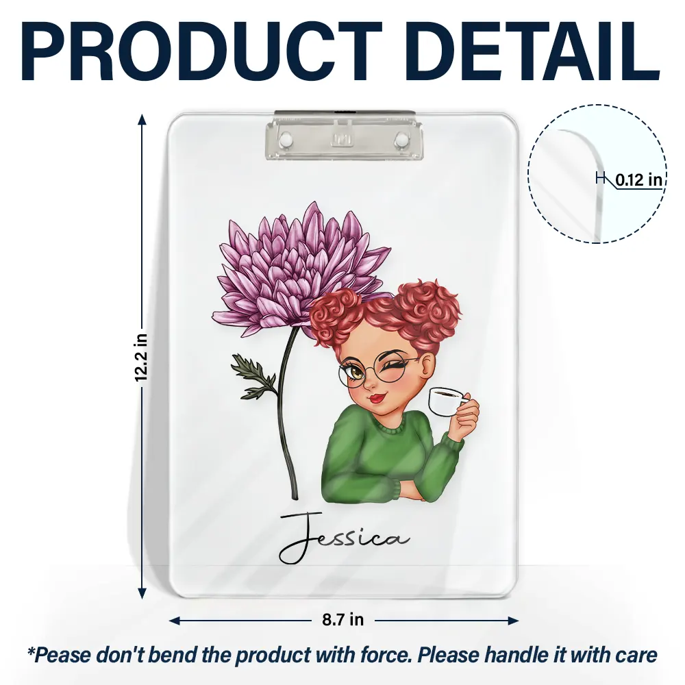 Birth Month Flowers Bloom Where You're Planted Women - Personalized Acrylic Clipboard - Image 5