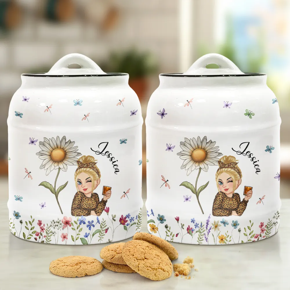 Birth Month Flowers Bloom Where You're Planted Women - Personalized Cookie Jar - Image 2