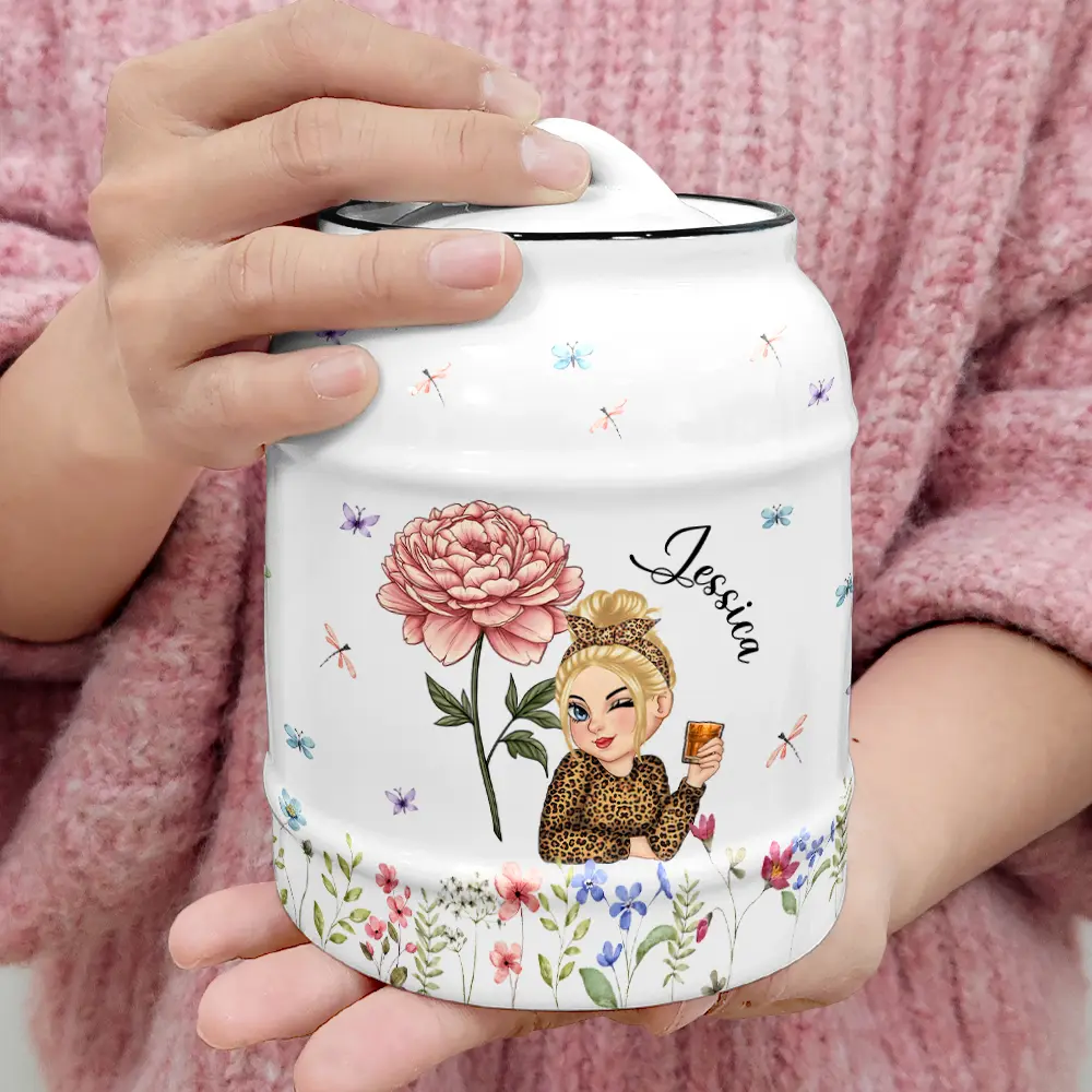 Birth Month Flowers Bloom Where You're Planted Women - Personalized Cookie Jar - Image 4