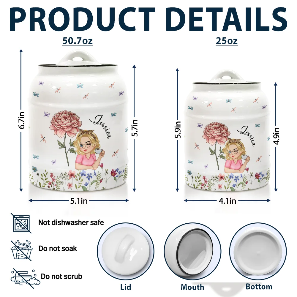 Birth Month Flowers Bloom Where You're Planted Women - Personalized Cookie Jar - Image 5