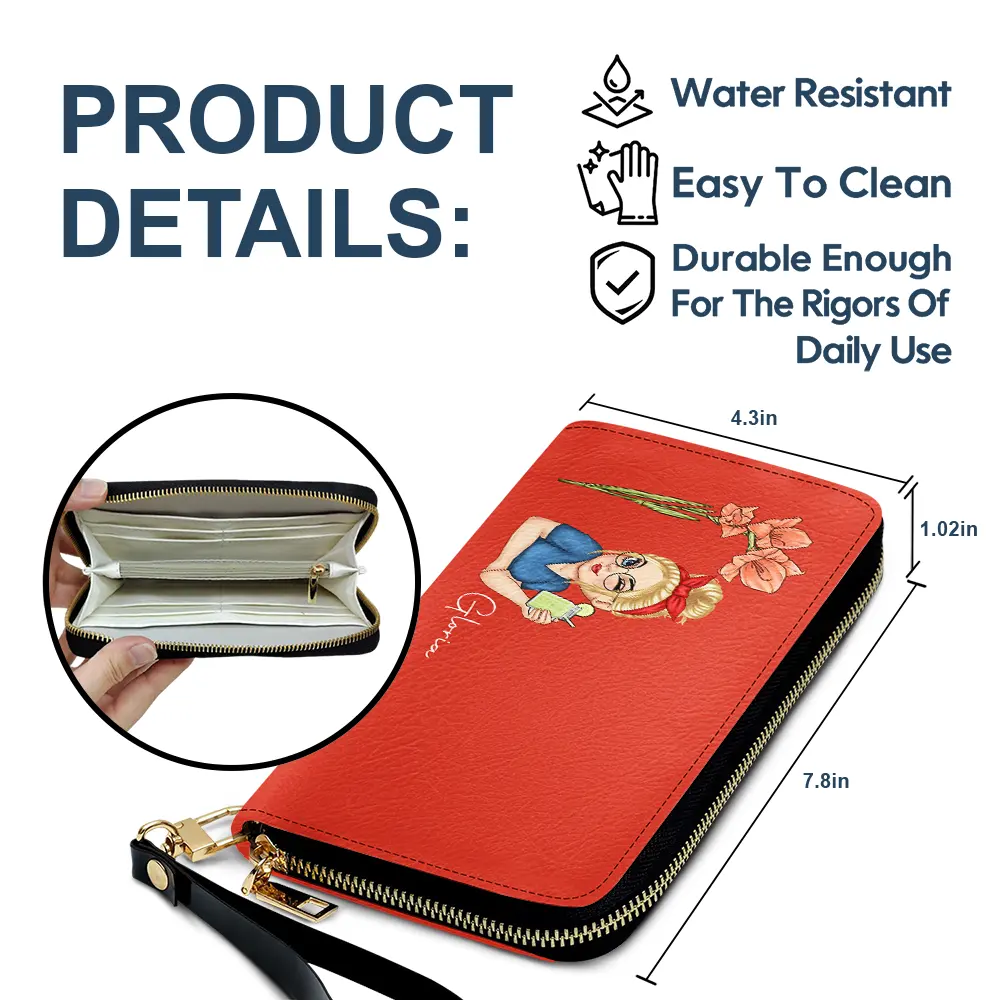 Birth Month Flowers Bloom Where You're Planted Women - Personalized Leather Long Wallet - Image 6