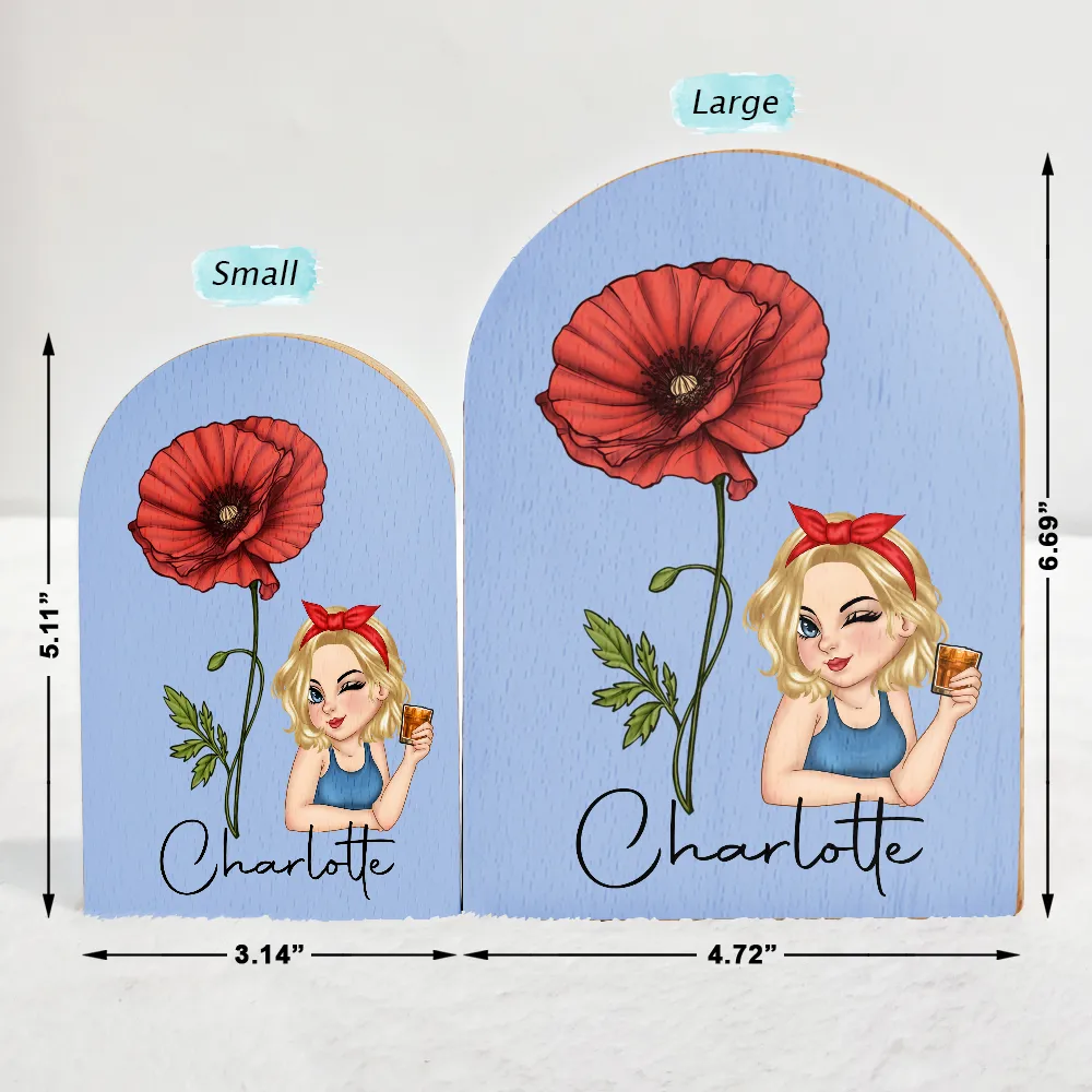 Birth Month Flowers Girl Bloom Where You're Planted - Personalized Wood Book Ends - Image 4