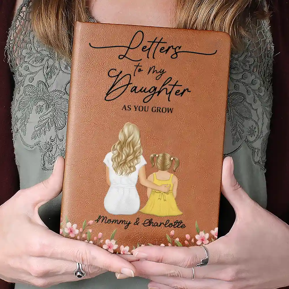 Birth Month Flowers Letters To My Daughter And Son - Personalised Leather Journal - Image 4