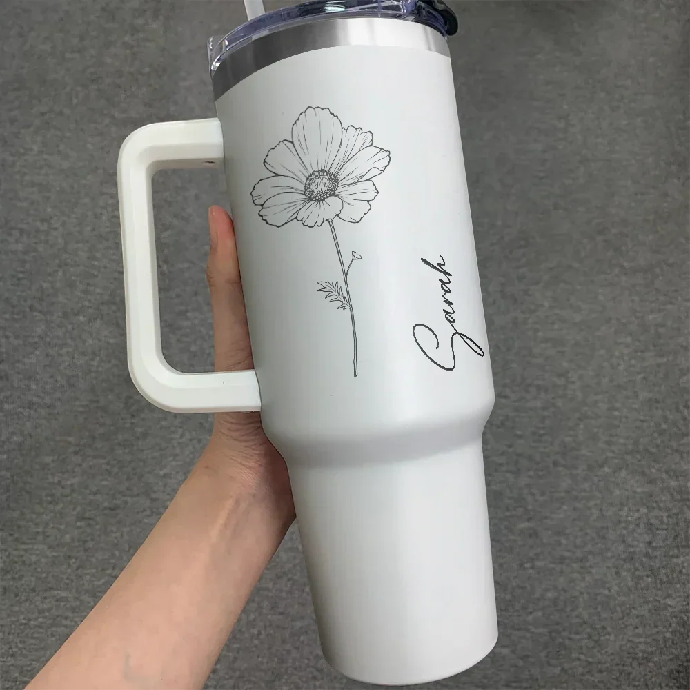 Birth Month Flowers & Names - Personalized Engraved 40oz Tumbler - Image 3