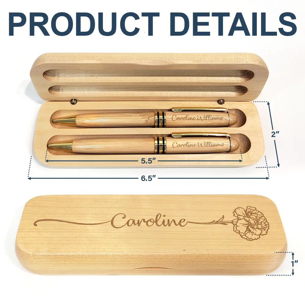 Birth Month Flowers Sketch Girl Bloom Where You're Planted - Personalized Wooden Pen Set - Image 6