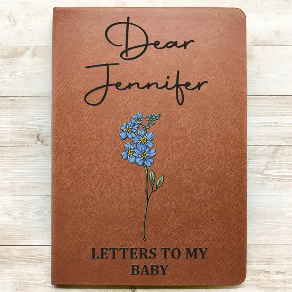 Birth Month Flowers Sketch Letter To My Family - Personalized Leather Journal - Image 3