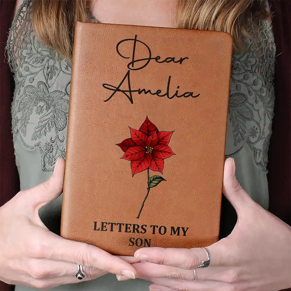 Birth Month Flowers Sketch Letter To My Family - Personalized Leather Journal - Image 4