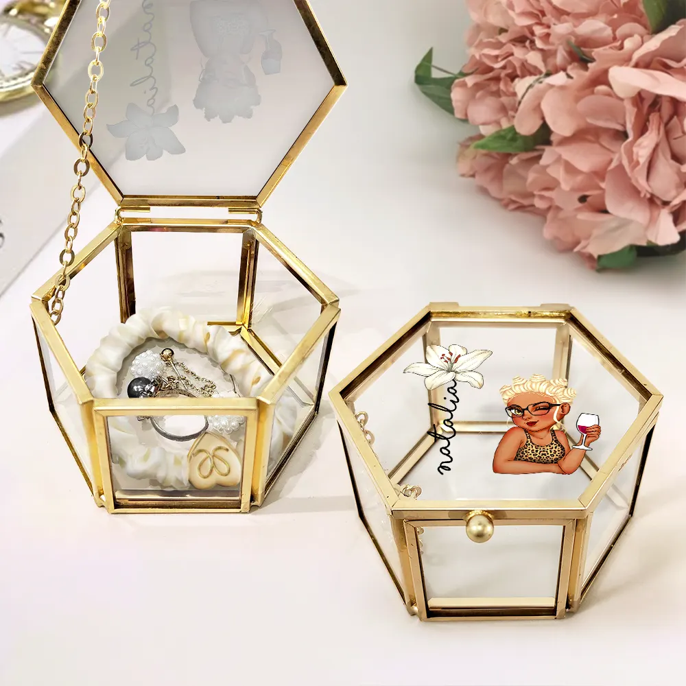 Birth Month Flowers Woman Bloom Where You're Planted - Personalized Glass Jewelry Box - Image 2