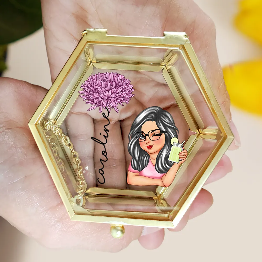 Birth Month Flowers Woman Bloom Where You're Planted - Personalized Glass Jewelry Box - Image 5