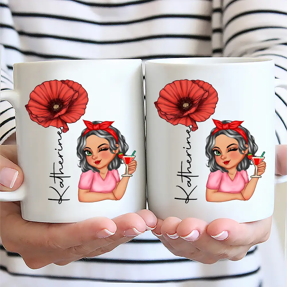 Birth Month Flowers Woman Bloom Where You're Planted - Personalized Mug - Image 2