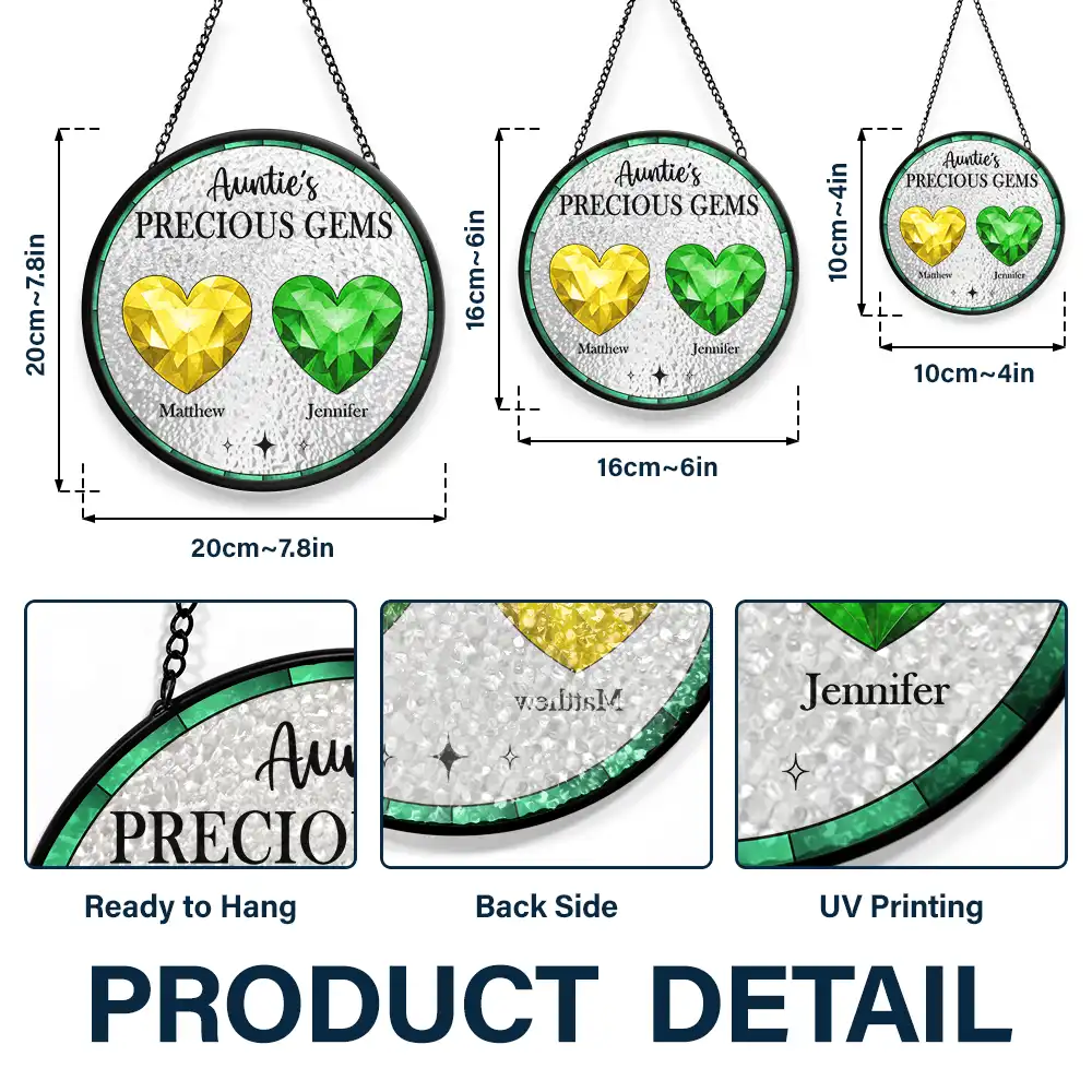 Birthstone Grandma's Precious Gem - Personalized Stained Glass Window Hanging Suncatcher - Image 3