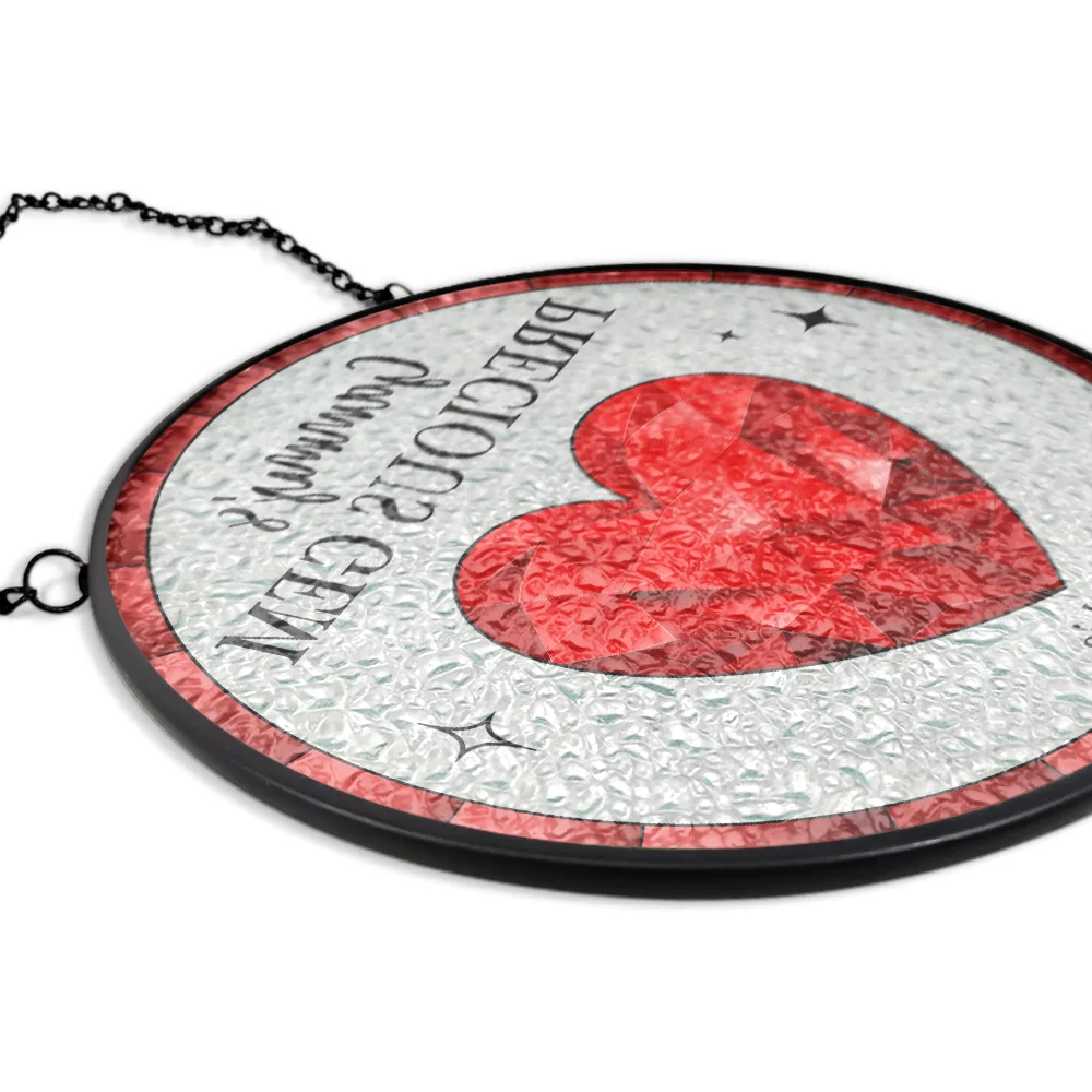 Birthstone Grandma's Precious Gem - Personalized Stained Glass Window Hanging Suncatcher - Image 5