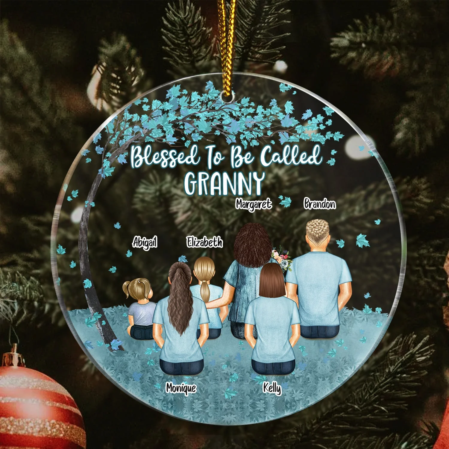 Blessed To Be Call Nana - Christmas Gift For Grandma, Mom, Mother - Personalized Circle Acrylic Ornament - Image 3
