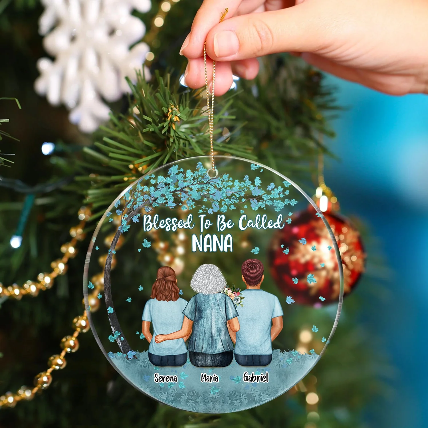 Blessed To Be Call Nana - Christmas Gift For Grandma, Mom, Mother - Personalized Circle Acrylic Ornament - Image 4