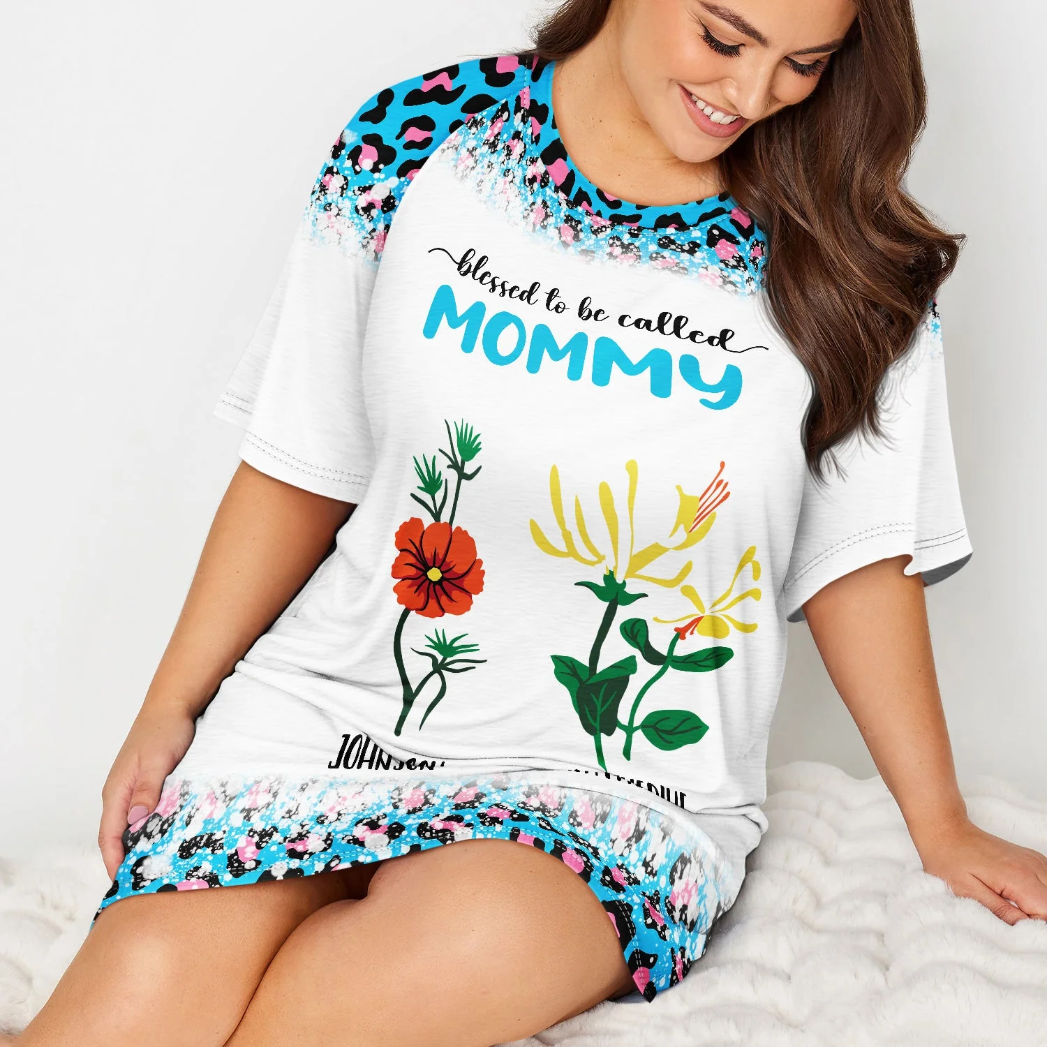 Blessed To Be Called Birth Flowers - Gift For Grandma, Mom, Mother - Personalized Women's Sleep Tee - Image 4