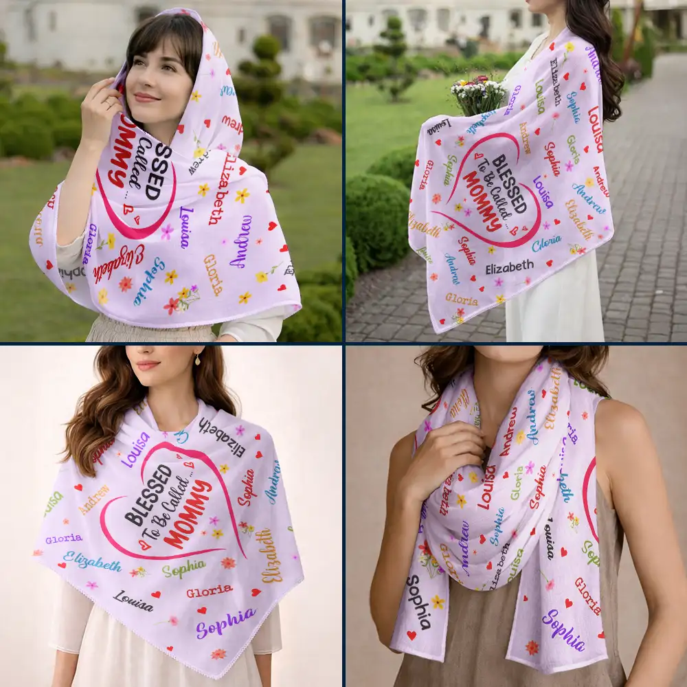 Blessed To Be Called Grandma Mommy - Personalized Lightweight Soft Shawl - Image 6
