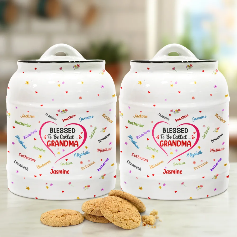 Blessed To Be Called Grandma Nana - Personalized Cookie Jar - Image 2