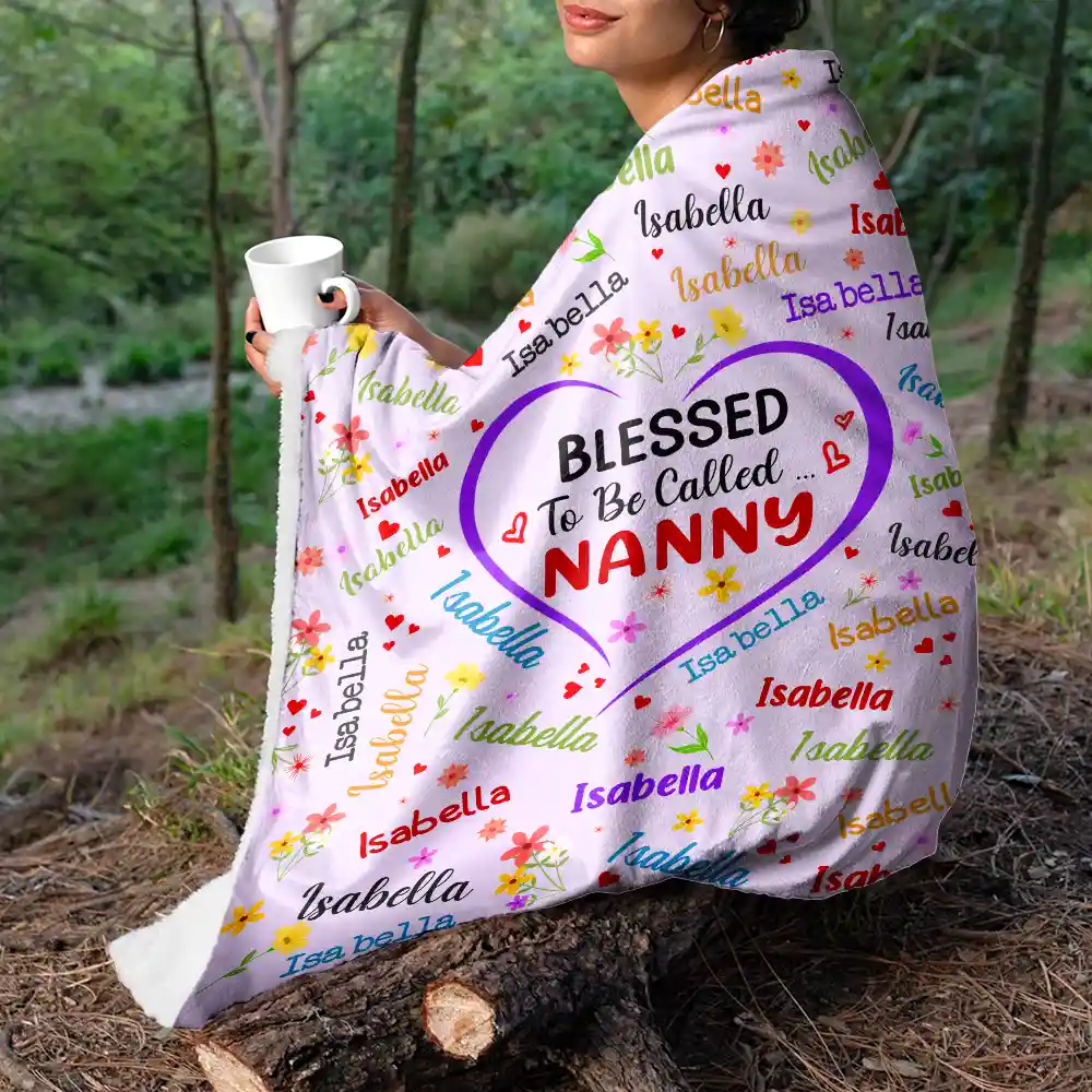Blessed To Be Called Grandma Nana - Personalized Fleece Blanket, Sherpa Blanket - Image 6