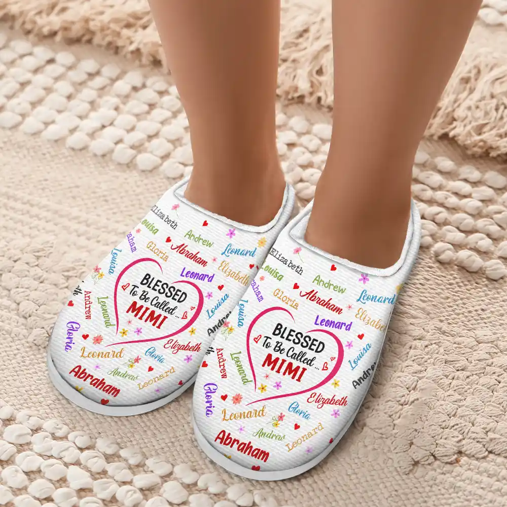 Blessed To Be Called Grandma Nana - Personalized Fluffy Slippers - Image 5